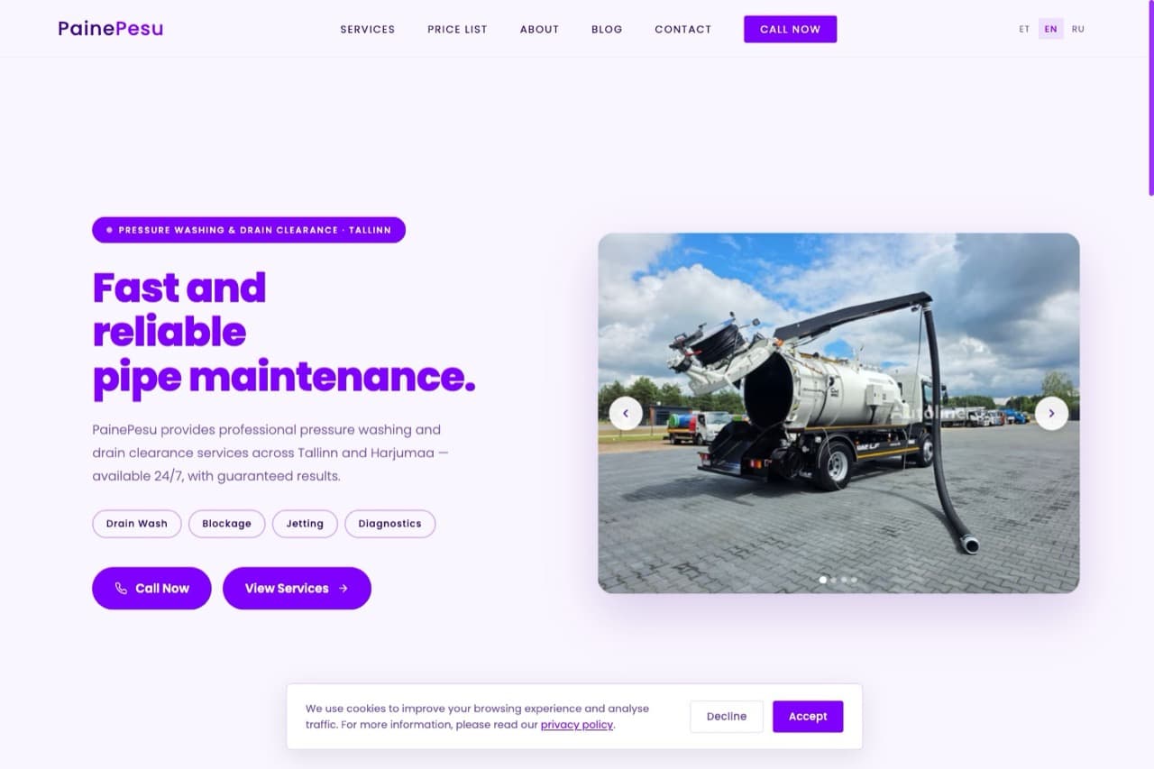 Painepesu: Pressure washing service